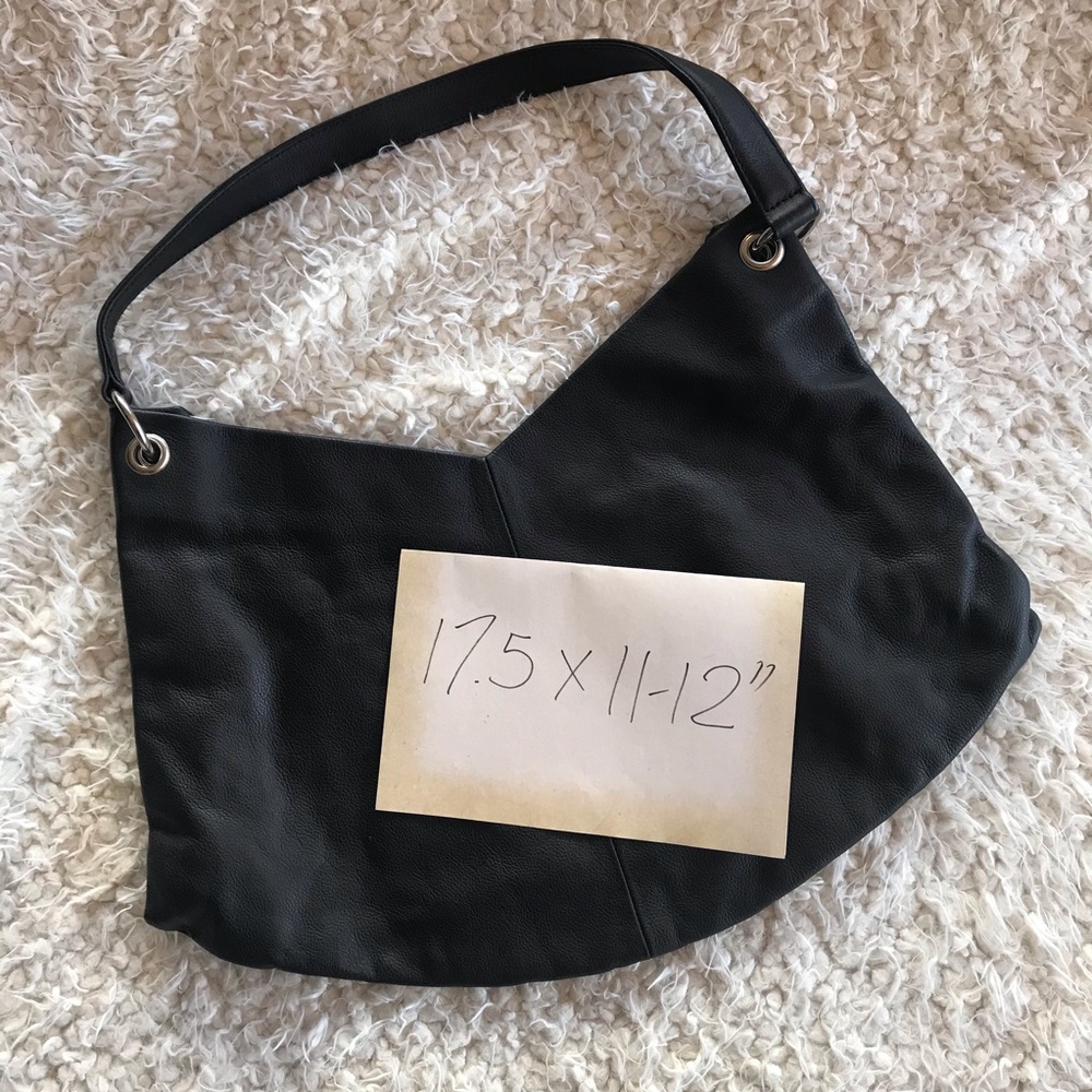 LARGE GENUINE BLACK LEATHER TOTE BAG - Picture 3 of 8